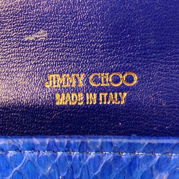 JIMMY CHOO Blue Silver Snake Skin Leather Clutch Handbag - Picture 4 of 6